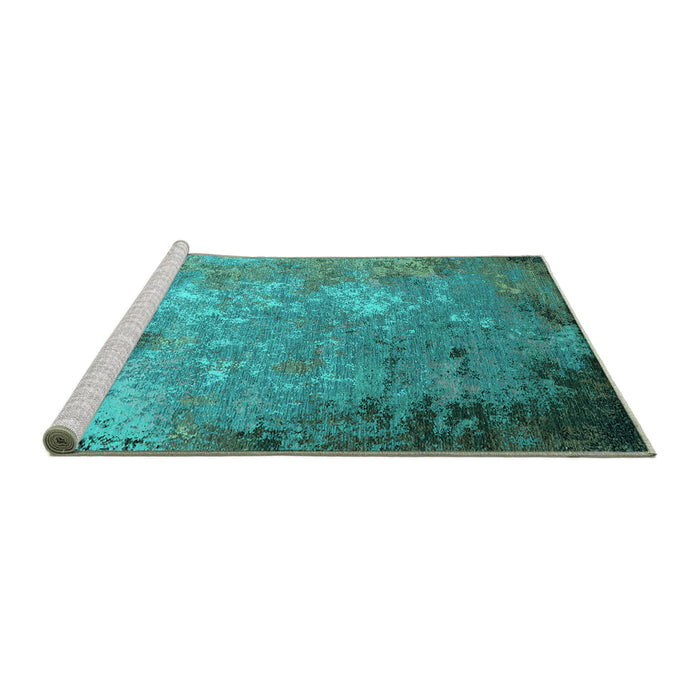 Sideview of Machine Washable Oriental Turquoise Industrial Area Rugs, wshurb2045turq