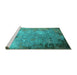 Sideview of Machine Washable Oriental Turquoise Industrial Area Rugs, wshurb2045turq