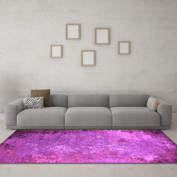 Machine Washable Oriental Pink Industrial Rug in a Living Room, wshurb2045pnk