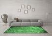 Machine Washable Oriental Emerald Green Industrial Area Rugs in a Living Room,, wshurb2045emgrn