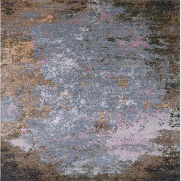 Square Machine Washable Industrial Modern Coffee Brown Rug, wshurb2045