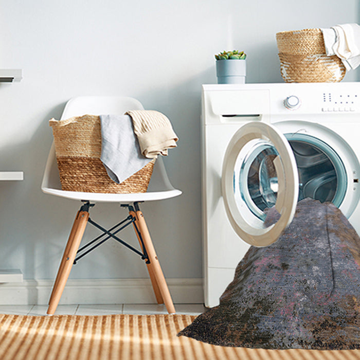 Machine Washable Industrial Modern Coffee Brown Rug in a Washing Machine, wshurb2045