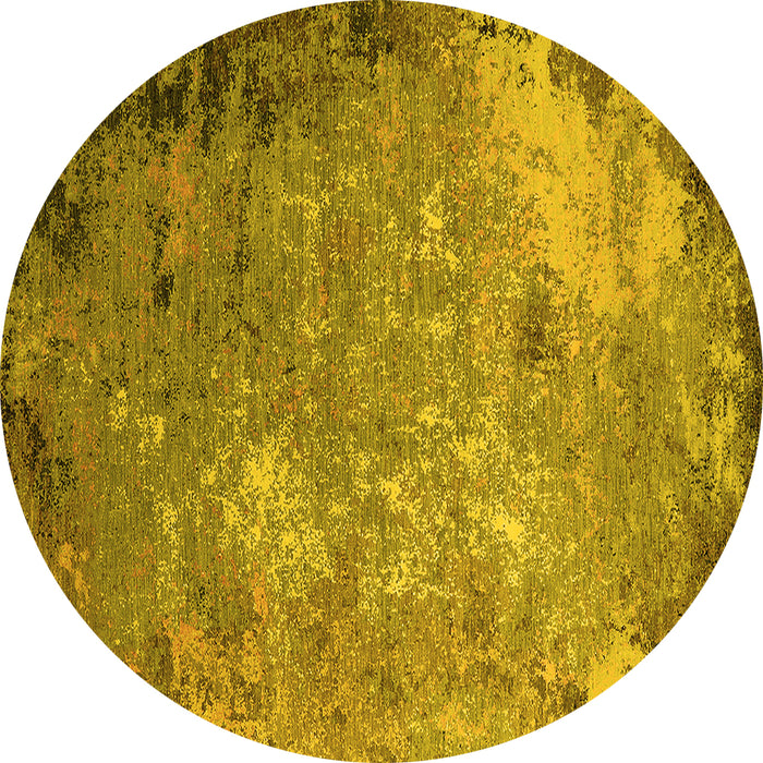 Round Oriental Yellow Industrial Rug, urb2045yw
