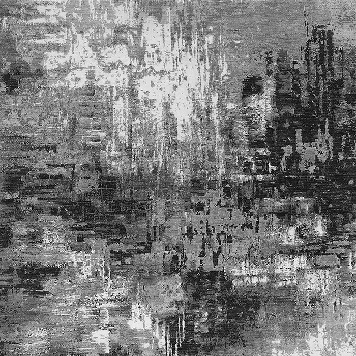 Square Machine Washable Oriental Gray Industrial Rug, wshurb2046gry