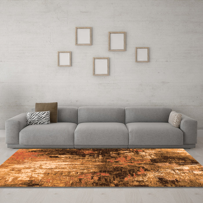 Machine Washable Oriental Orange Industrial Area Rugs in a Living Room, wshurb2046org