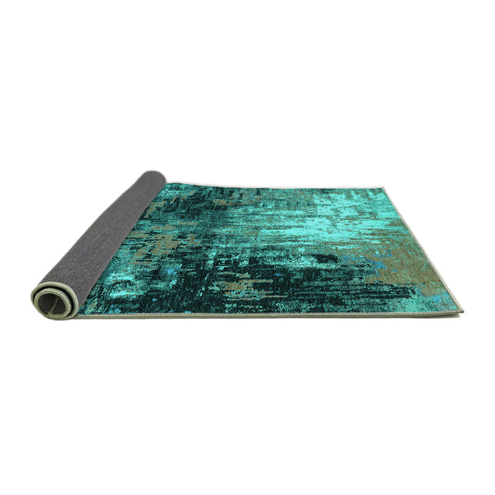 Sideview of Oriental Turquoise Industrial Rug, urb2046turq