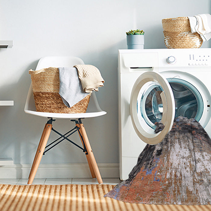 Machine Washable Industrial Modern Purple Rug in a Washing Machine, wshurb2046