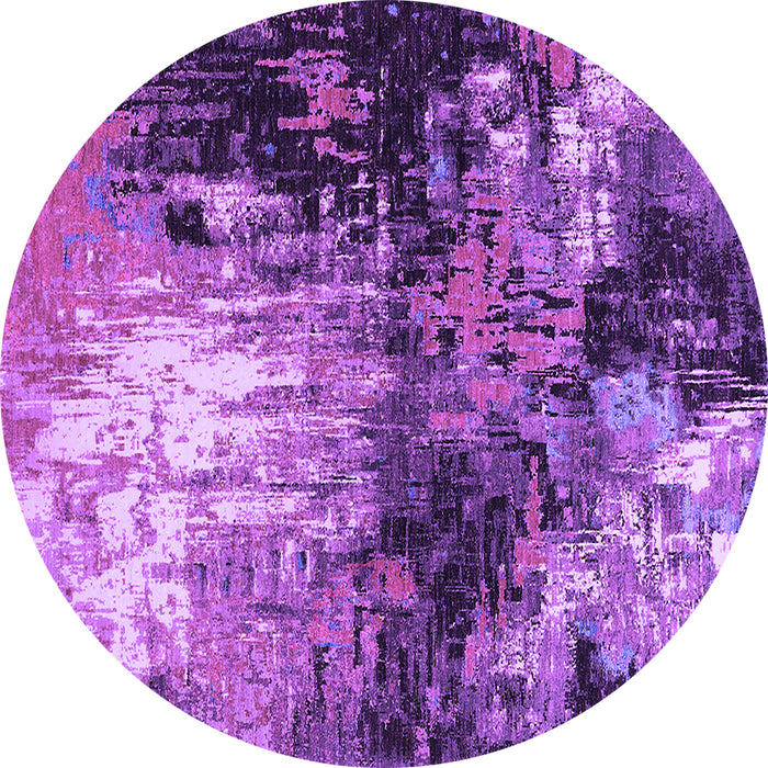 Round Machine Washable Oriental Purple Industrial Area Rugs, wshurb2046pur