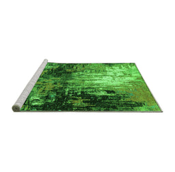 Sideview of Machine Washable Oriental Green Industrial Area Rugs, wshurb2046grn