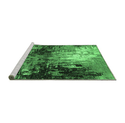 Sideview of Machine Washable Oriental Emerald Green Industrial Area Rugs, wshurb2046emgrn