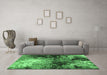 Machine Washable Oriental Emerald Green Industrial Area Rugs in a Living Room,, wshurb2046emgrn