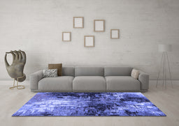 Machine Washable Oriental Blue Industrial Rug in a Living Room, wshurb2046blu