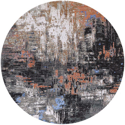 Round Machine Washable Industrial Modern Purple Rug, wshurb2046