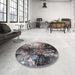 Round Machine Washable Industrial Modern Purple Rug in a Office, wshurb2046