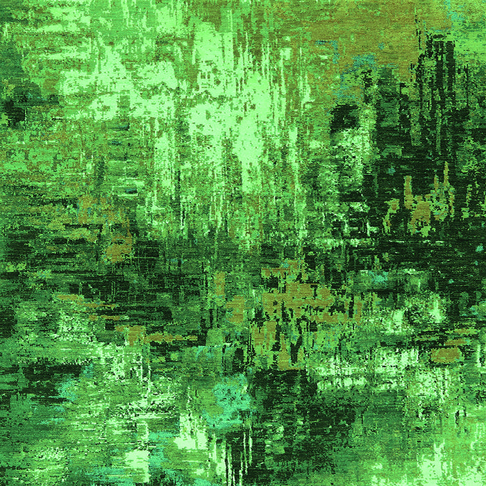 Square Machine Washable Oriental Green Industrial Area Rugs, wshurb2046grn