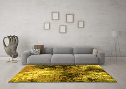 Machine Washable Oriental Yellow Industrial Rug in a Living Room, wshurb2046yw