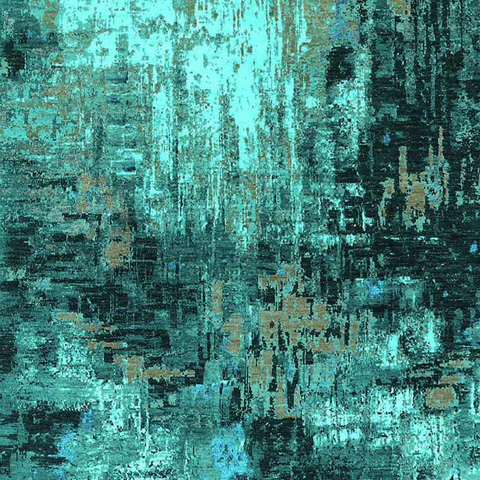 Machine Washable Oriental Turquoise Industrial Area Rugs, wshurb2046turq