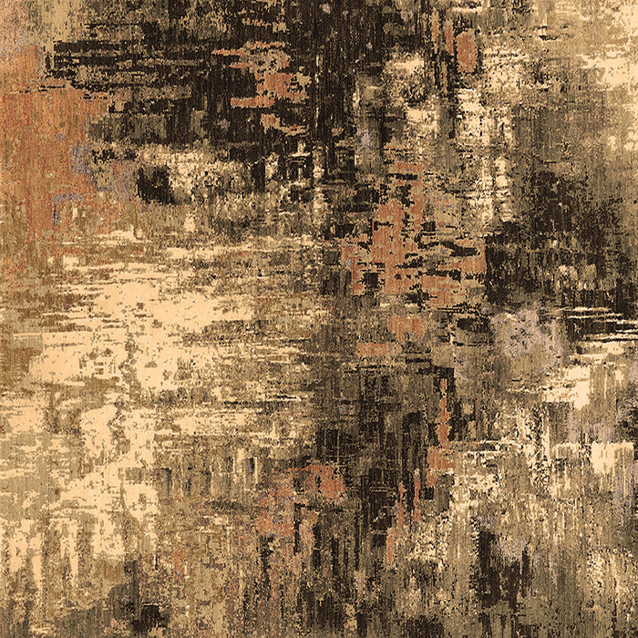 Square Machine Washable Oriental Brown Industrial Rug, wshurb2046brn