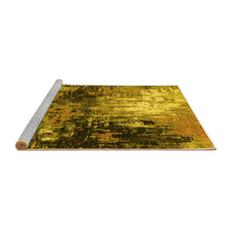 Sideview of Machine Washable Oriental Yellow Industrial Rug, wshurb2046yw