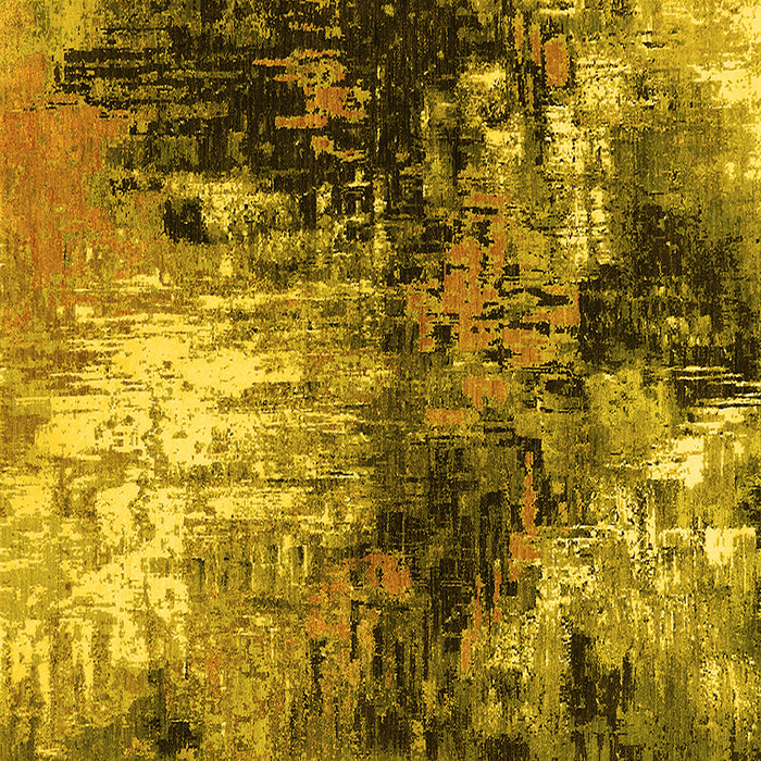 Square Machine Washable Oriental Yellow Industrial Rug, wshurb2046yw