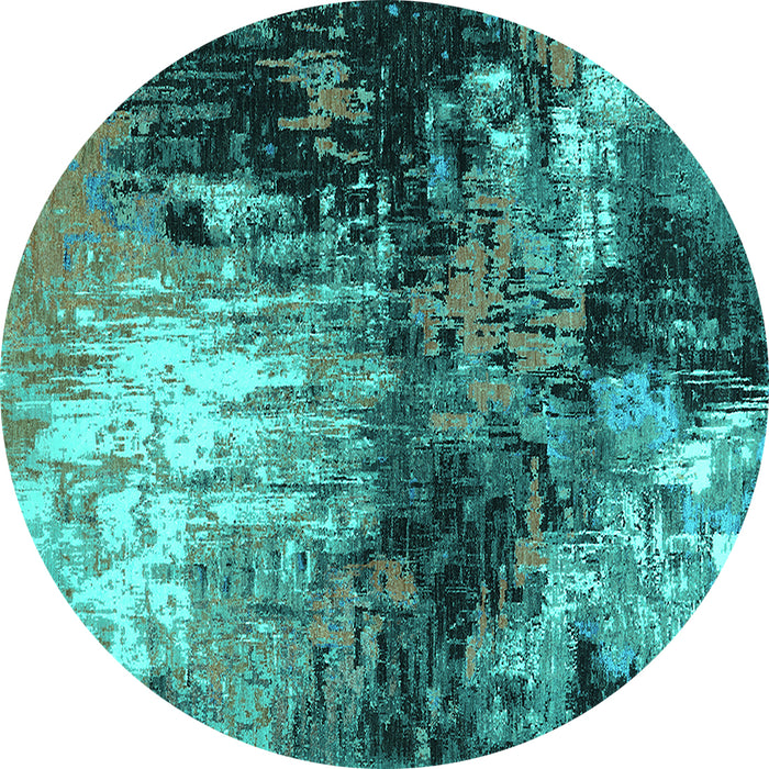 Round Oriental Turquoise Industrial Rug, urb2046turq