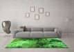 Machine Washable Oriental Green Industrial Area Rugs in a Living Room,, wshurb2046grn