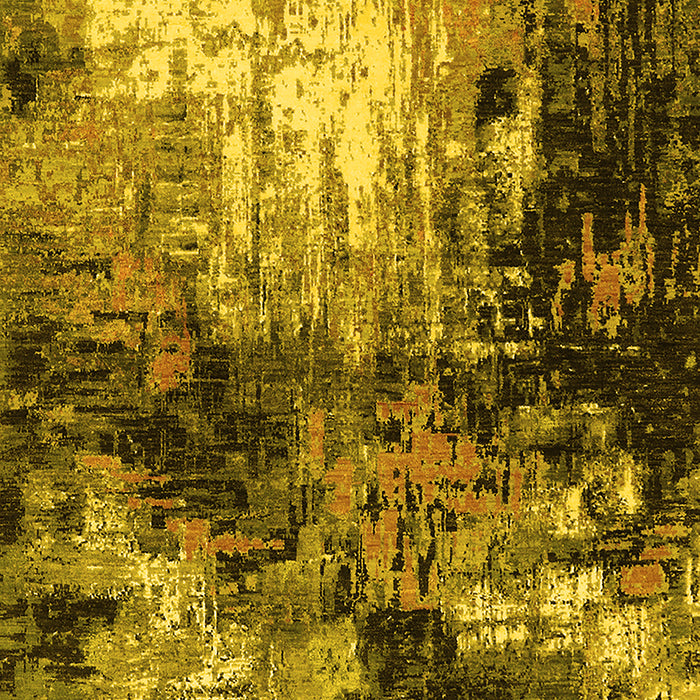 Machine Washable Oriental Yellow Industrial Rug, wshurb2046yw