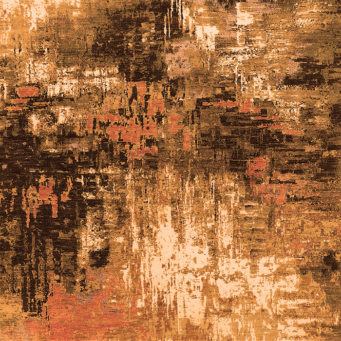 Square Machine Washable Oriental Orange Industrial Area Rugs, wshurb2046org