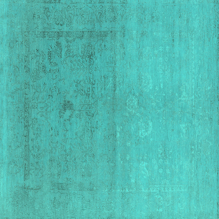 Square Machine Washable Oriental Turquoise Industrial Area Rugs, wshurb2047turq