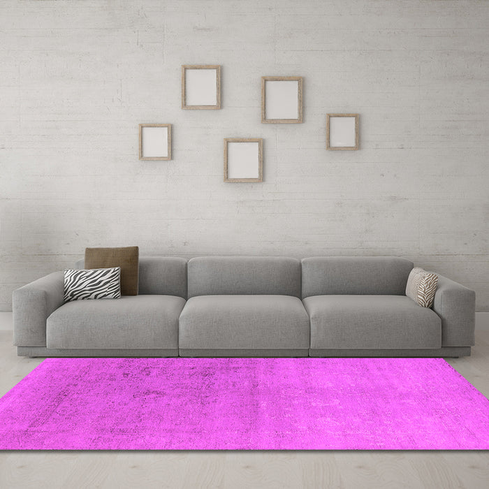 Machine Washable Oriental Pink Industrial Rug in a Living Room, wshurb2047pnk