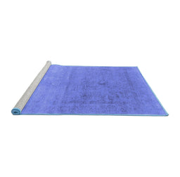 Sideview of Machine Washable Oriental Blue Industrial Rug, wshurb2047blu