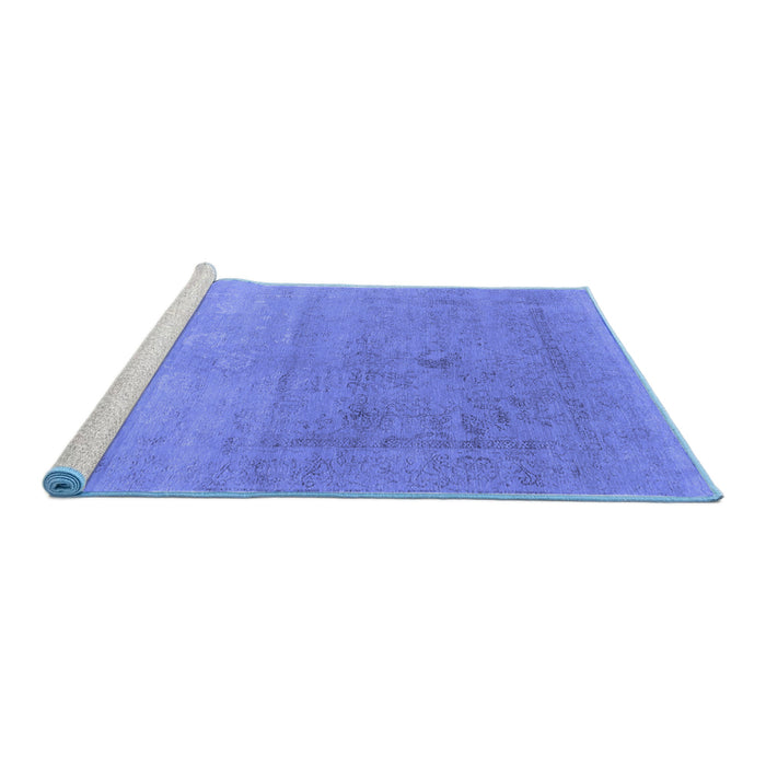 Sideview of Machine Washable Oriental Blue Industrial Rug, wshurb2047blu