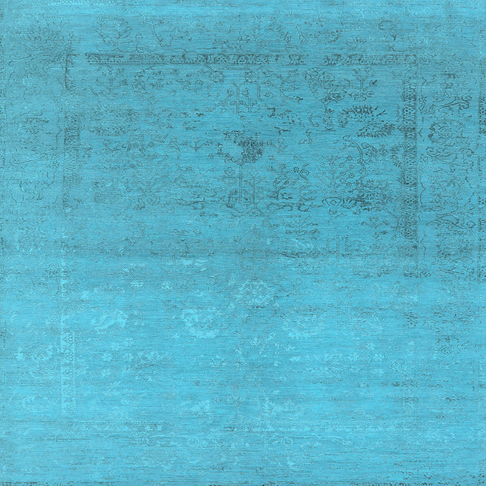 Square Machine Washable Oriental Light Blue Industrial Rug, wshurb2047lblu
