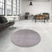 Round Mid-Century Modern Dark Gray Oriental Rug in a Office, urb2047