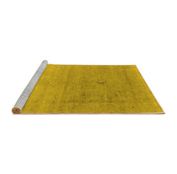 Sideview of Machine Washable Oriental Yellow Industrial Rug, wshurb2047yw