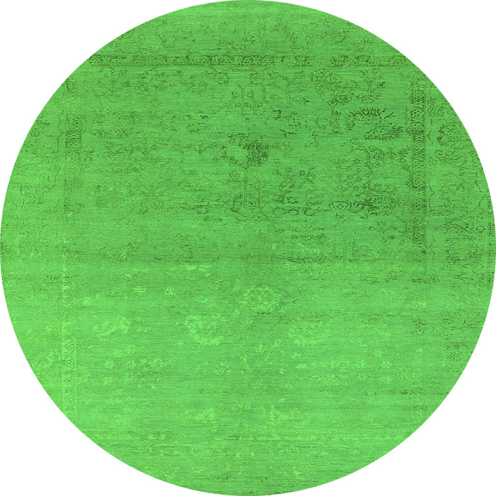 Round Oriental Green Industrial Rug, urb2047grn