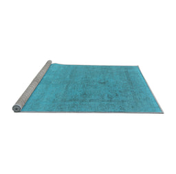 Sideview of Machine Washable Oriental Light Blue Industrial Rug, wshurb2047lblu