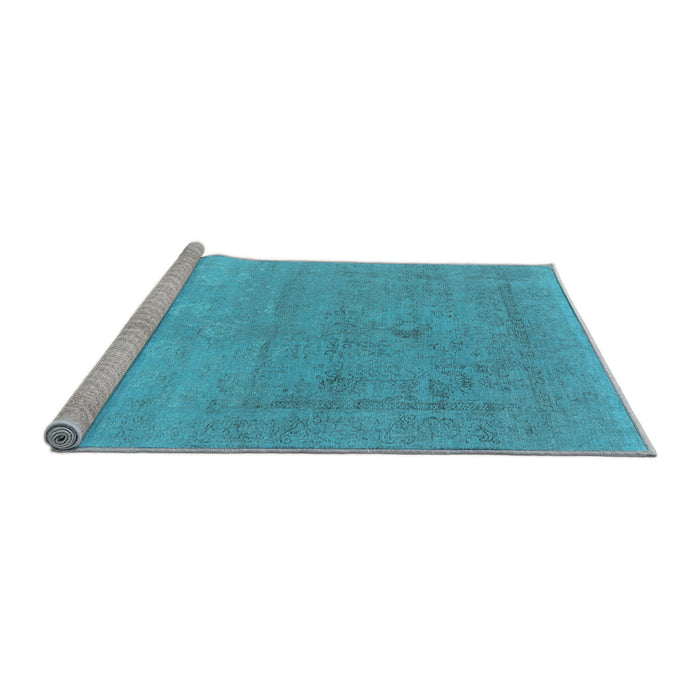 Sideview of Machine Washable Oriental Light Blue Industrial Rug, wshurb2047lblu