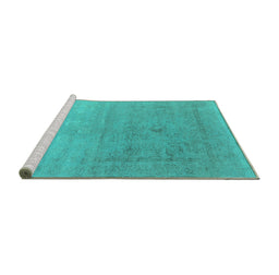 Sideview of Machine Washable Oriental Turquoise Industrial Area Rugs, wshurb2047turq