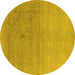 Round Machine Washable Oriental Yellow Industrial Rug, wshurb2047yw