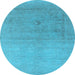 Round Oriental Light Blue Industrial Rug, urb2047lblu