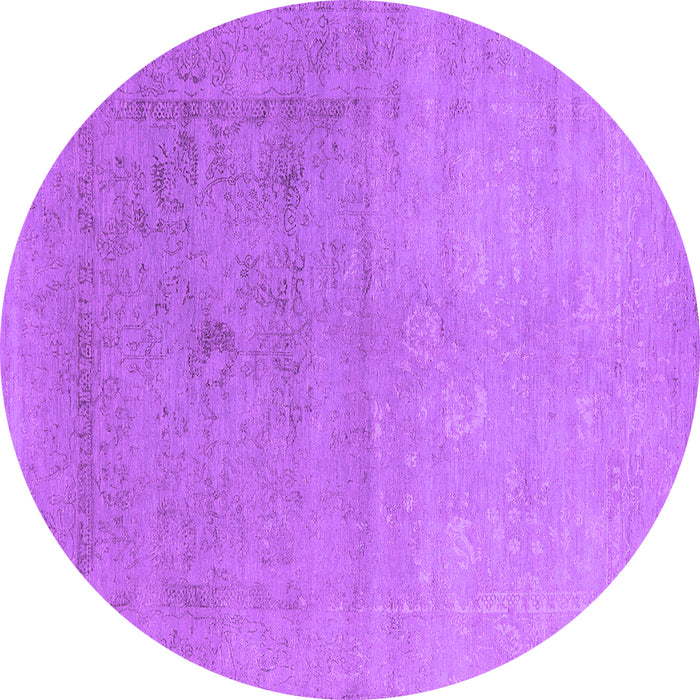 Round Oriental Purple Industrial Rug, urb2047pur