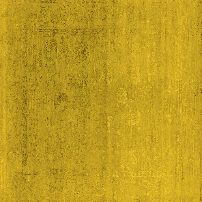 Square Machine Washable Oriental Yellow Industrial Rug, wshurb2047yw