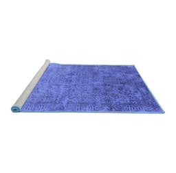 Sideview of Machine Washable Oriental Blue Industrial Rug, wshurb2048blu