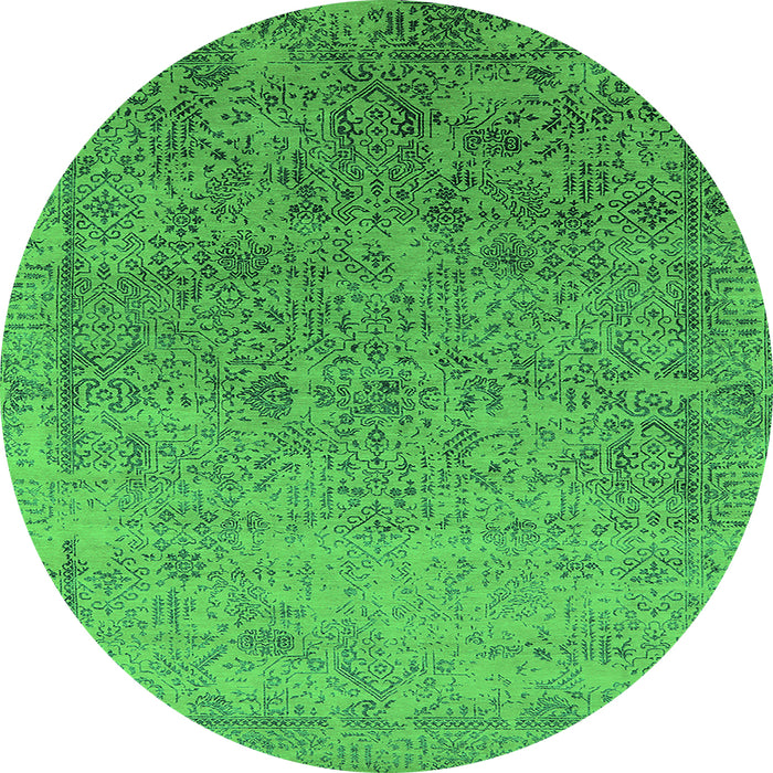 Round Oriental Green Industrial Rug, urb2048grn