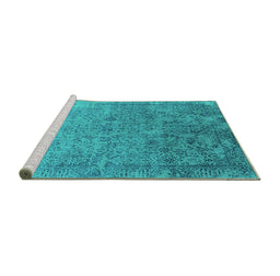 Sideview of Machine Washable Oriental Turquoise Industrial Area Rugs, wshurb2048turq