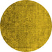 Round Oriental Yellow Industrial Rug, urb2048yw