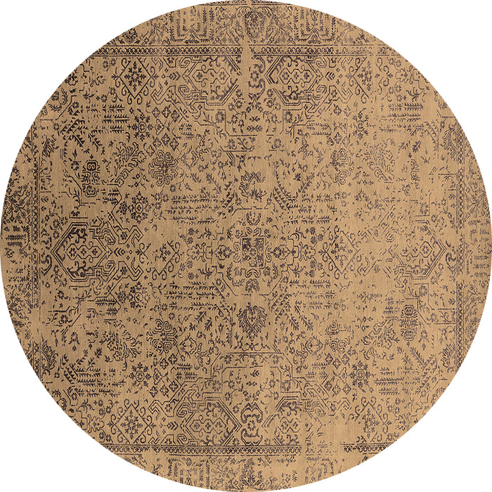 Round Oriental Brown Industrial Rug, urb2048brn