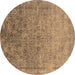 Round Oriental Brown Industrial Rug, urb2048brn