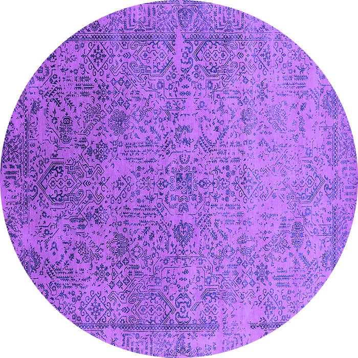 Round Machine Washable Oriental Purple Industrial Area Rugs, wshurb2048pur